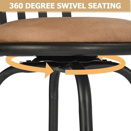 Kitchen Counter Barstools, Swivel Kitchen Counter-Height Stool with Backs and - Picture 5 of 8