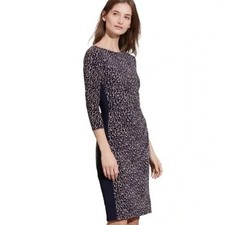 Lauren Ralph Lauren Women's 4 Bodycon Dress Navy Blue Animal Print Stretch