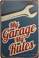 Retro Metal Sign Aluminum Sign 8x12 Funny My Garage My Rules Home D cor