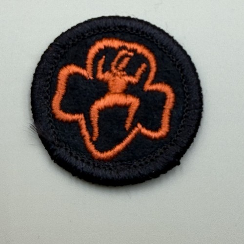 Parche Insignia Brownie Vintage Girl Scouts Marrón Naranja Uniforme Trifolio Redondo - Imagen 1 de 5