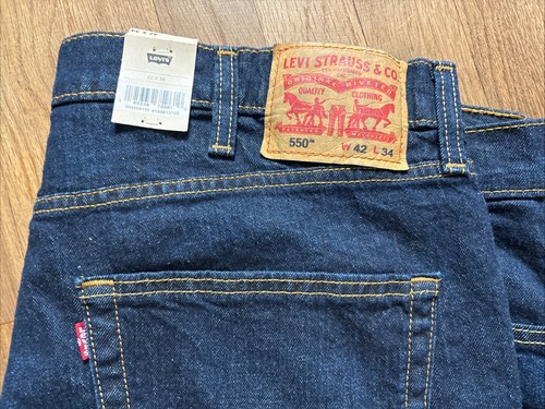 Levi’s 550-0110 Jeans Dark Wash Blue Denim Men’s Size 42X34 Straight Leg - Picture 2 of 13