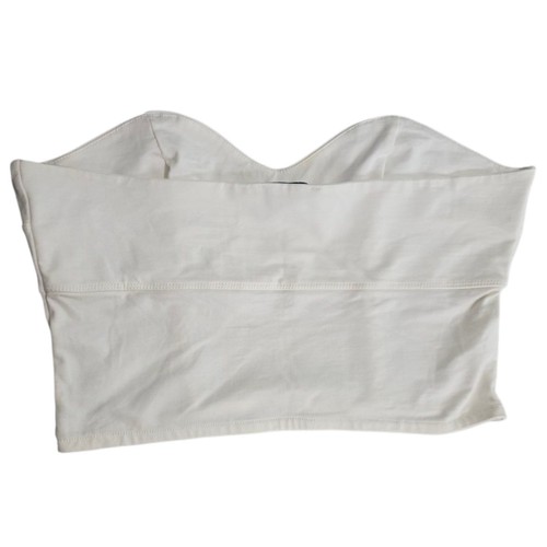 NWOT Topshop Womens Size 8 / 10 White Crop Top Short Cute Trendy Tank Top Boning - Picture 2 of 3