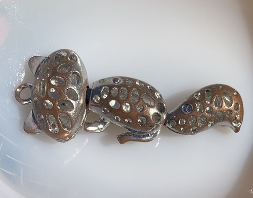 Vintage Fuchs Anhänger Charm Strass aufklappbar Kupfer Nasenpfoten schwarz schräge Augen LESEN - Bild 3 von 15