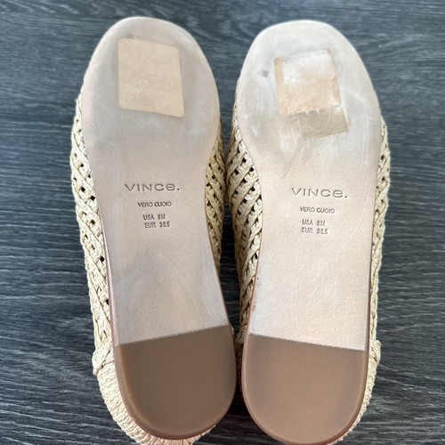 Nuevo con etiquetas $295 Vince Davis Rafia Mocasín Plano Natural Para Mujer Talla US 8/UE 38.5 - Imagen 12 de 13