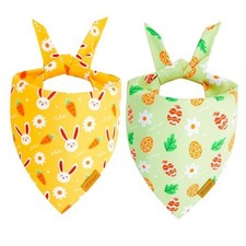 Easter Dog Bandanas 2 Pack - Pet Scarf for Boy and Girl, Spring Pet Accessory,