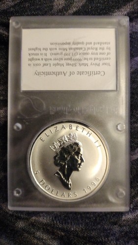 ¡Raro! Canadá 1998 $5 hoja de arce Titanic Privy 86 aniversario 1 onza plata .9999 - Imagen 1 de 9