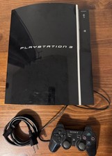 80GB Sony PlayStation 3 Black Piano Console Controller Cord Tested Works 4.8 Fat