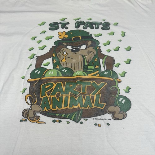 Looney Tunes Warner Bros. 1988 Taz - T Shirt St. Pattys Shirt - Size Large - Picture 3 of 6