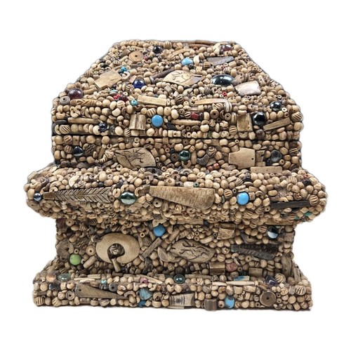 Joyero fetiche decorativo hecho a mano con incrustaciones de piedra de madera con cuentas tribal - Imagen 1 de 19