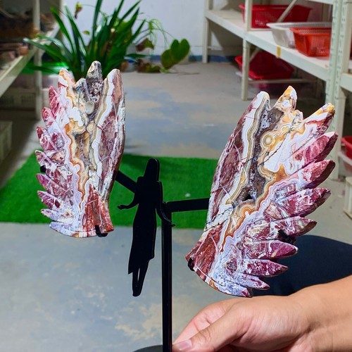 147+147G Natural crazy agate hand carved butterfly wing specimen - Picture 20 of 22