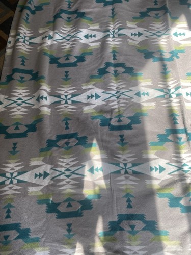 Vintage Pendleton Blanket Native American Tribal Green Turquoise Grey And White - Picture 5 of 6