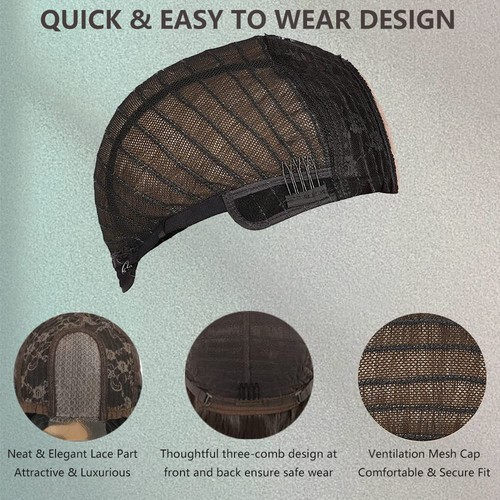 Long Brown Highlight Blonde Wig for Women Natural Looking Wavy Curly Syntheti... - Bild 7 von 7