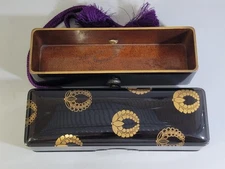 Old Wooden Box Case 9.4 inch Width Makie Lacquer Japanese Antique