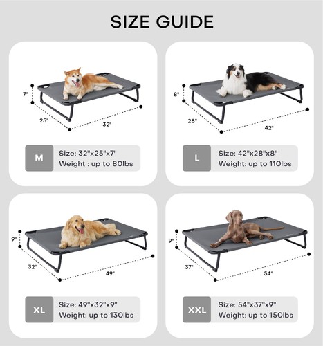 Made4Pets Outdoor Erhöhtes Hundebett für große Hunde - Kühlendes erhöhtes Haustierbett mit... - Bild 6 von 9