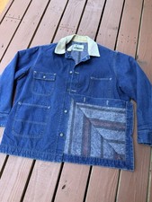 60s 70s Sears Roebucks Denim Chore Coat Jacket XXL 50-52 Blanket Lined