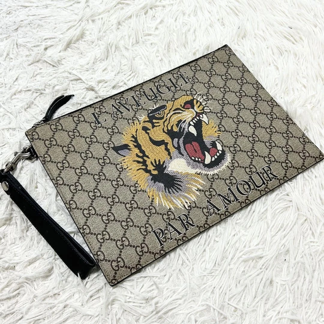 Sac GUCCI Gucci pochette sac deuxième sac Tiger Tiger GG Supreme 0410b