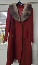 Vintage 60s 70s Youthcraft Red Wool Coat Faux Fur Collar ILGWU Made in USA