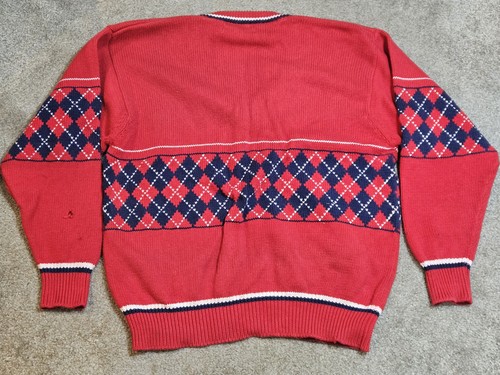 Medium Brian MacNeil Knitwear Tennis Graphic Sweater Hand Loomed Red Men's  - Picture 3 of 6