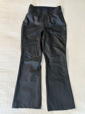 Spanx Women's Black Faux Leather Flare Crop Pull On Pants - Size Medium