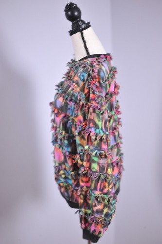 Vtg Paula Sweet Muslin Mink Fringed Sweatshirt Women's Medium M - Picture 2 of 4