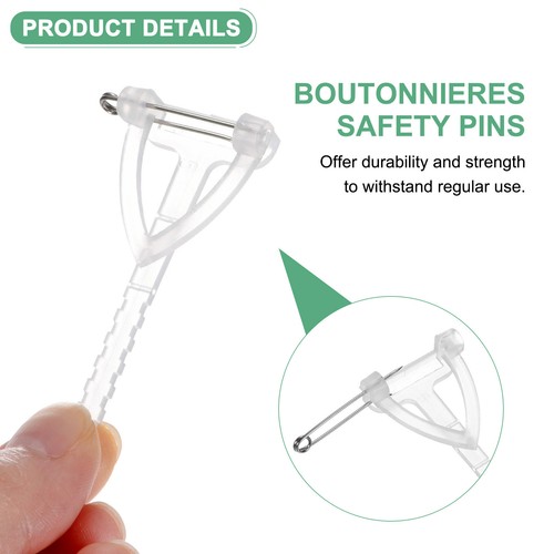 80-Pack Boutonnieres Safety Pins, Plastic Triangle Corsage Pin Buttonhole White - Picture 2 of 7