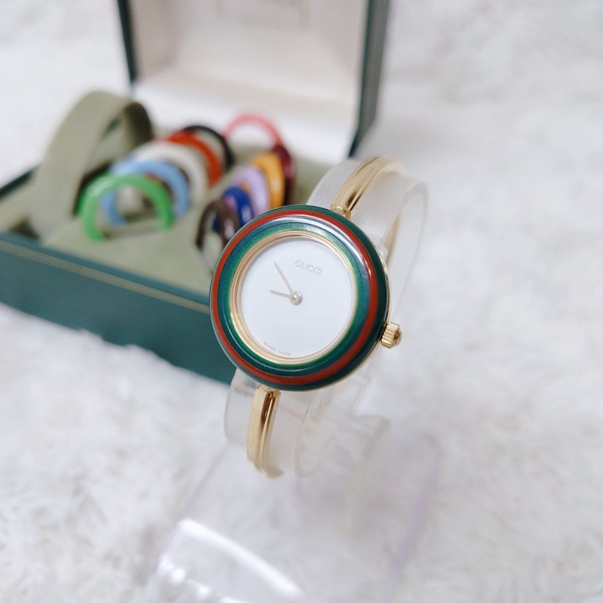 GUCCI Change Bezel Watch 28.4mm Gold White Dial 12 Colors Vintage Japan thumbnail 6