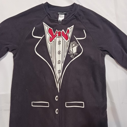 Joe Boxer Einteiler Schlafanzug mit Füßen Smoking Print Langarm Large (10-12) LESEN - Bild 2 von 4