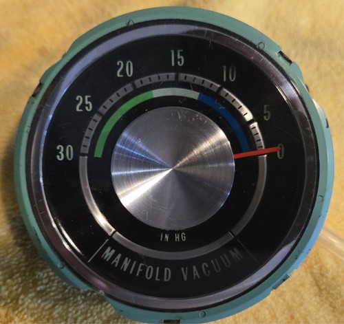 1965 Impala manifold vacuum gauge.  Works great nice clolors. - Picture 6 of 7