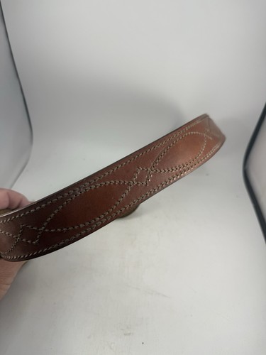 Bianchi Model B9 Stitched Leather Belt Size 36 Tan Brown Used - Picture 2 of 4