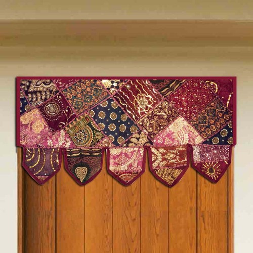 38" Vintage bestickt Patchwork Topper Baumwolle Handarbeit Türbehang Toran - Bild 3 von 8