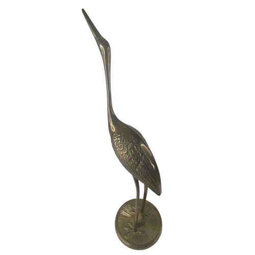 Vintage Pair Brass Cranes Egret Heron Decorative Figurines Patina 11” Tall MCM - Picture 3 of 11
