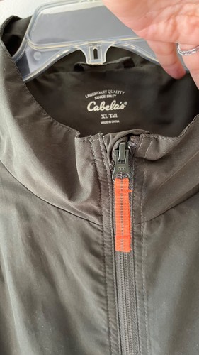 CABELAS Sz XL Tall Men Windcrest Rain Jacket Olive Hunter Orange Zip Pockets - Picture 3 of 10