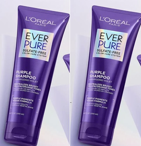 Lot Of 2! Sealed, New L'Oreal Paris EverPure Sulfate Free Purple Shampoo 6.8 oz.