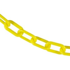 Yellow Plastic Barrier Chain, 100 ft Length, Durable Polyethylene