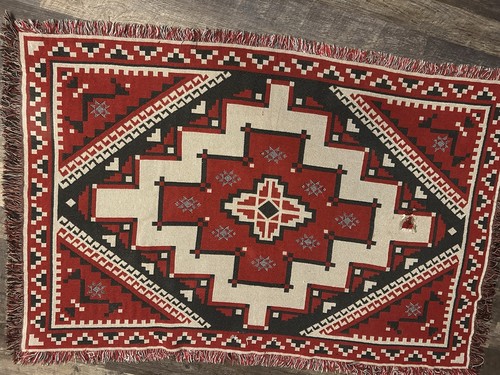 Tribal Southwest Throw Blanket 68x45 Red Black Boho Aztec Style Rustic - Picture 7 of 10