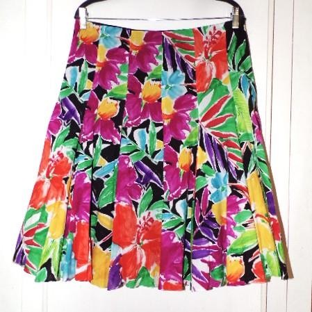 LAUREN RALPH LAUREN COLORFUL FLORAL COTTON SKIRT Size 10 - Picture 1 of 5
