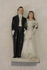 Vintage WEDDING CAKE TOPPER Couple Bride Groom Chalkware 50’s -B59