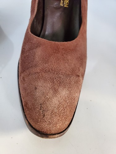 Ralph Lauren Womens Shoes Suede Mary Jane High Heels Italy Pumps Size 8 B Brown - Picture 8 of 12