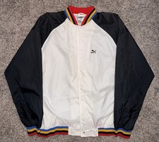 Vintage 90 s Puma White/Black Windbreaker Stripe Color/Sleeves Snap Size XL
