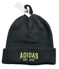 Adidas Beanie Unisex Charcoal Gray Ribbed Cuff Warm Winter Hat Embroidered Logo