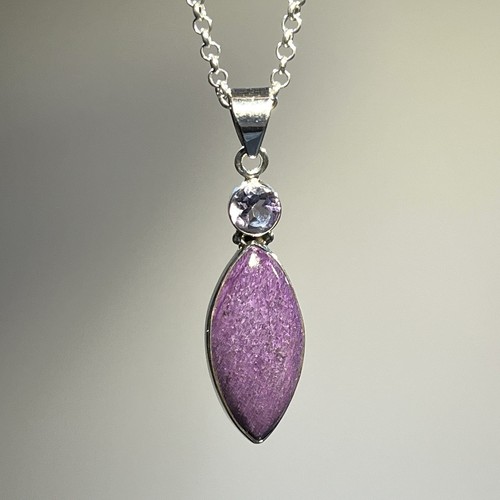 Stitchtite w/ Amethyst 'vertical eye' Sterling pendant healing crystal - Picture 4 of 4