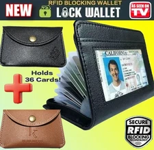 Lock Wallet Slim Men Women Secure RFID Blocking Money Credit Card Holder Wallet