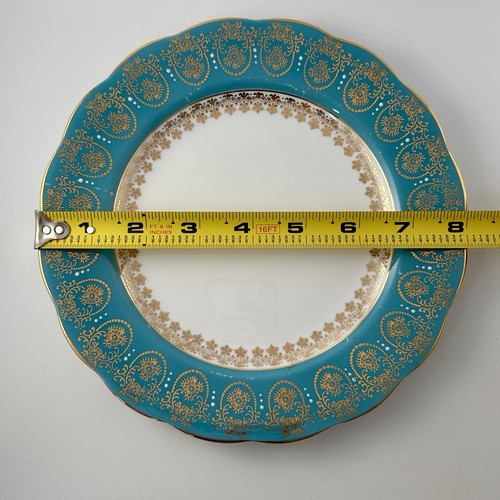 VTG Royal Standard England Plate 8” Turquoise Scroll Gold Gilt Replacement READ - Picture 4 of 9