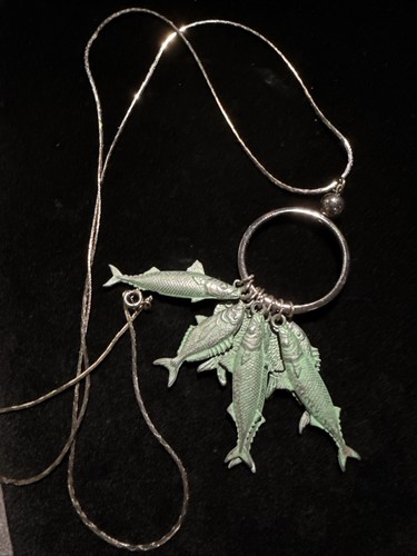 Artisan Necklace 9 Fishes 29” Chain (lot #66) - Picture 2 of 3