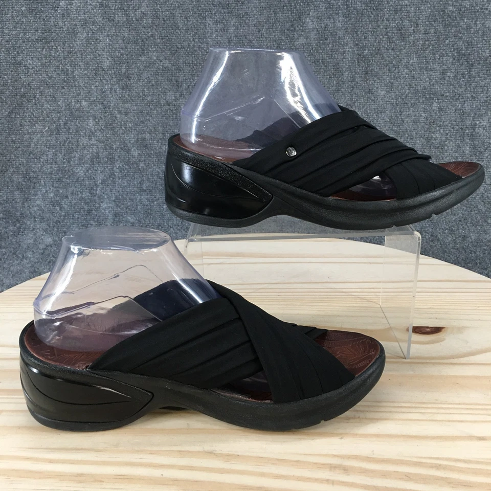 Sandalias Bzees para mujer 10 M Knockout Slide tela negra sin cordones informales tacones en bloque Foto 2 de 4