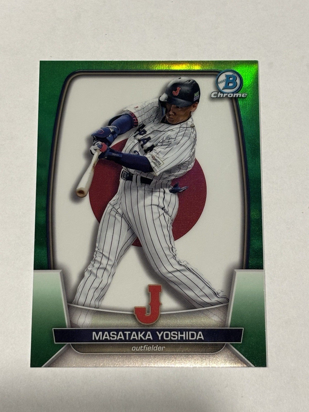 2023 Bowman Chrome Masataka Yoshida WBC Flag Green Refractor /99 Japan Red Sox