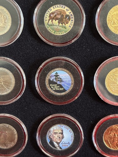 Thomas Jefferson & Buffalo Unique Nickel Collectable Set of 9 - Picture 3 of 8