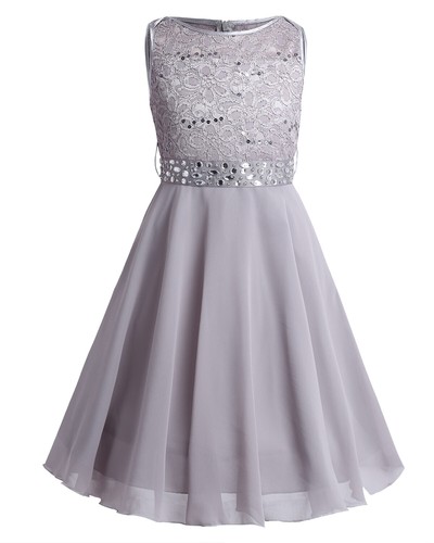 US Kid Girls Lace Mesh Splice Dress Pageant Wedding Birthday Party Princess Gown - Picture 48 of 108