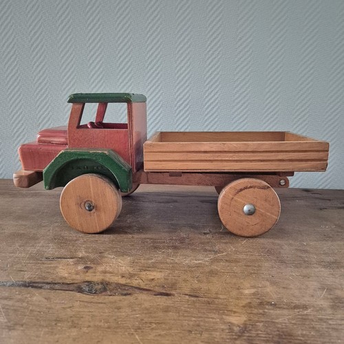 Camion giocattolo vintage anni 50 fatto a mano in legno arte popolare grande ... - Picture 5 of 10