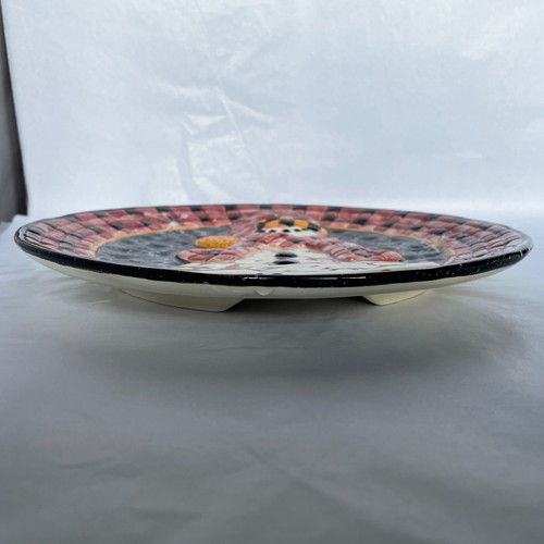 VTG Bella Casa/Ganz Red/Black Ceramic Snowman 10” Round Cookie Plate Platter 3D - Picture 3 of 9